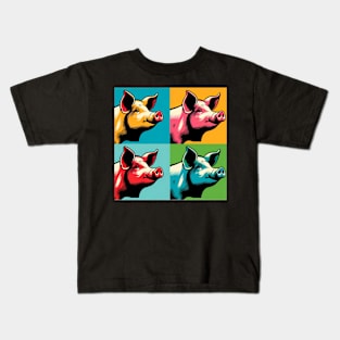 Porcine Pop Palette: Vibrant Artistic Pig Portrait Kids T-Shirt